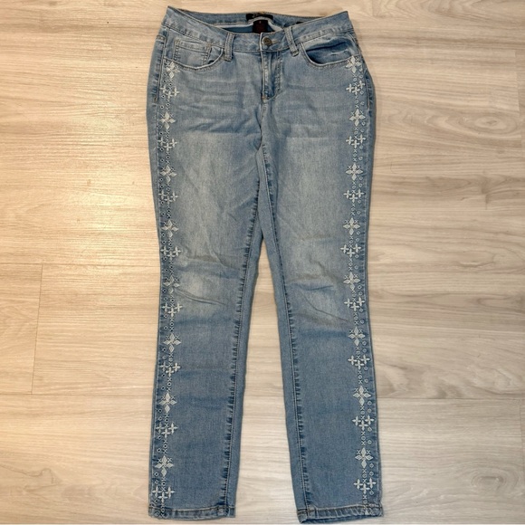 Earl jeans skinny ankle embroidered jeans light wash denim size 4 - Picture 2 of 12